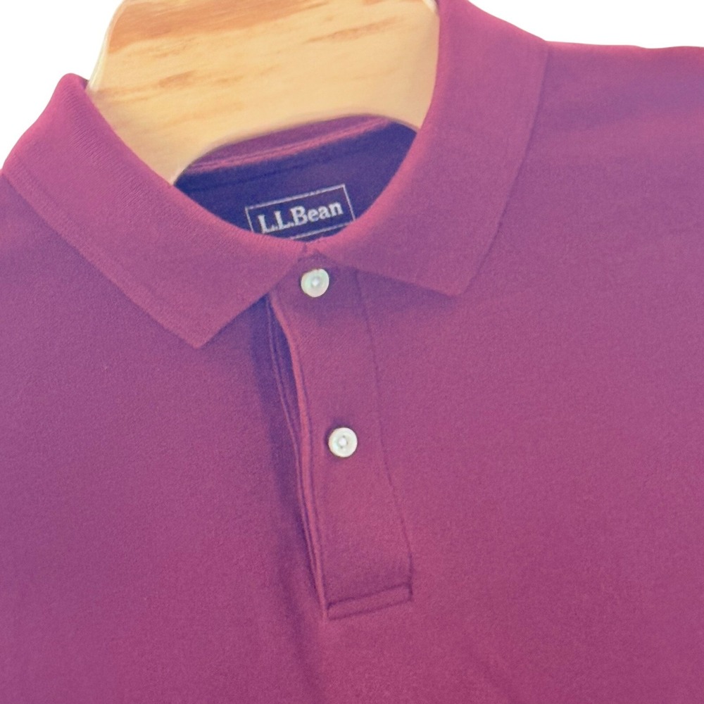 L.L.Bean LS Polo Shirt Traditional Fit Casual Preppy Burgundy Mens L Tall